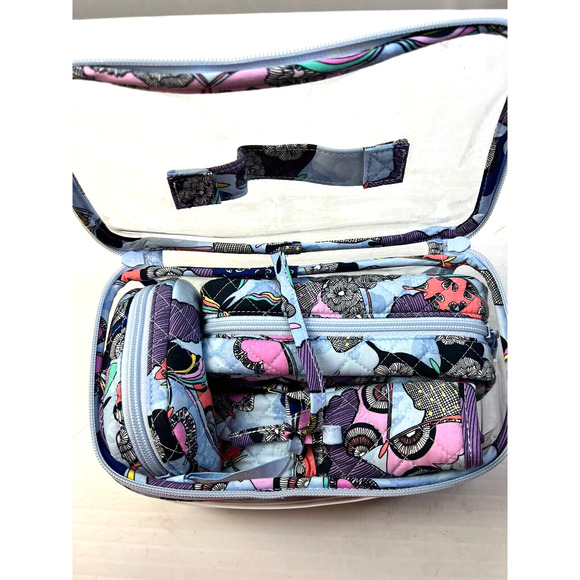 Vera Bradley Makeup Cases 4 Pc Set Blue Butterflies Brush Roll Zip Pouch Travel - Picture 2 of 9